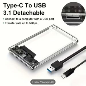 HARD DRIVE ENCLOSURE 2.5" CLEAR USB/C TY